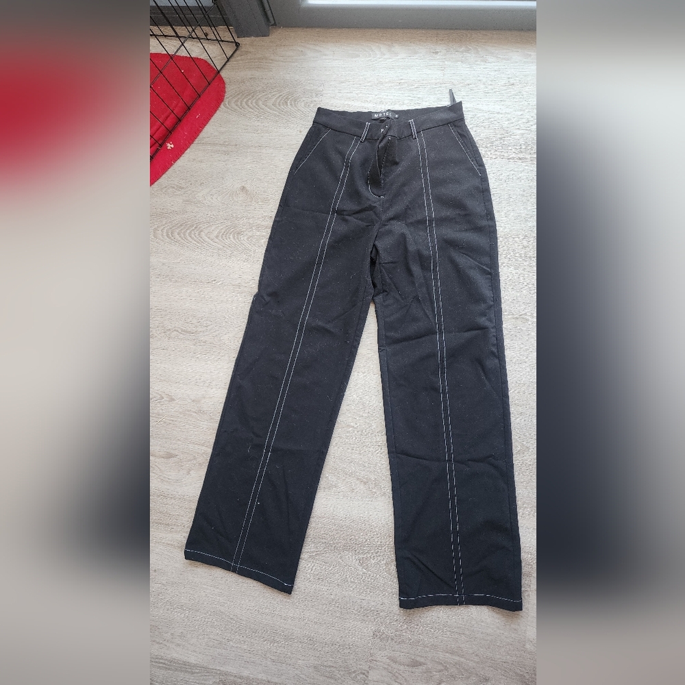 Motel Rocks Black Pants with White Stitching